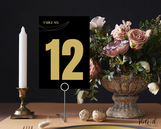 Printable Modern Black Table Numbers, Table Numbers - Size 4"x6"