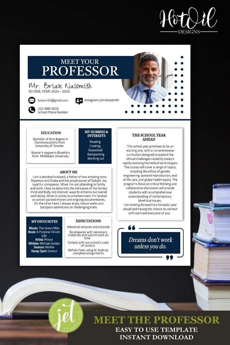 Meet The Professor, Meet The Teacher Template,  Back To School Editable Template