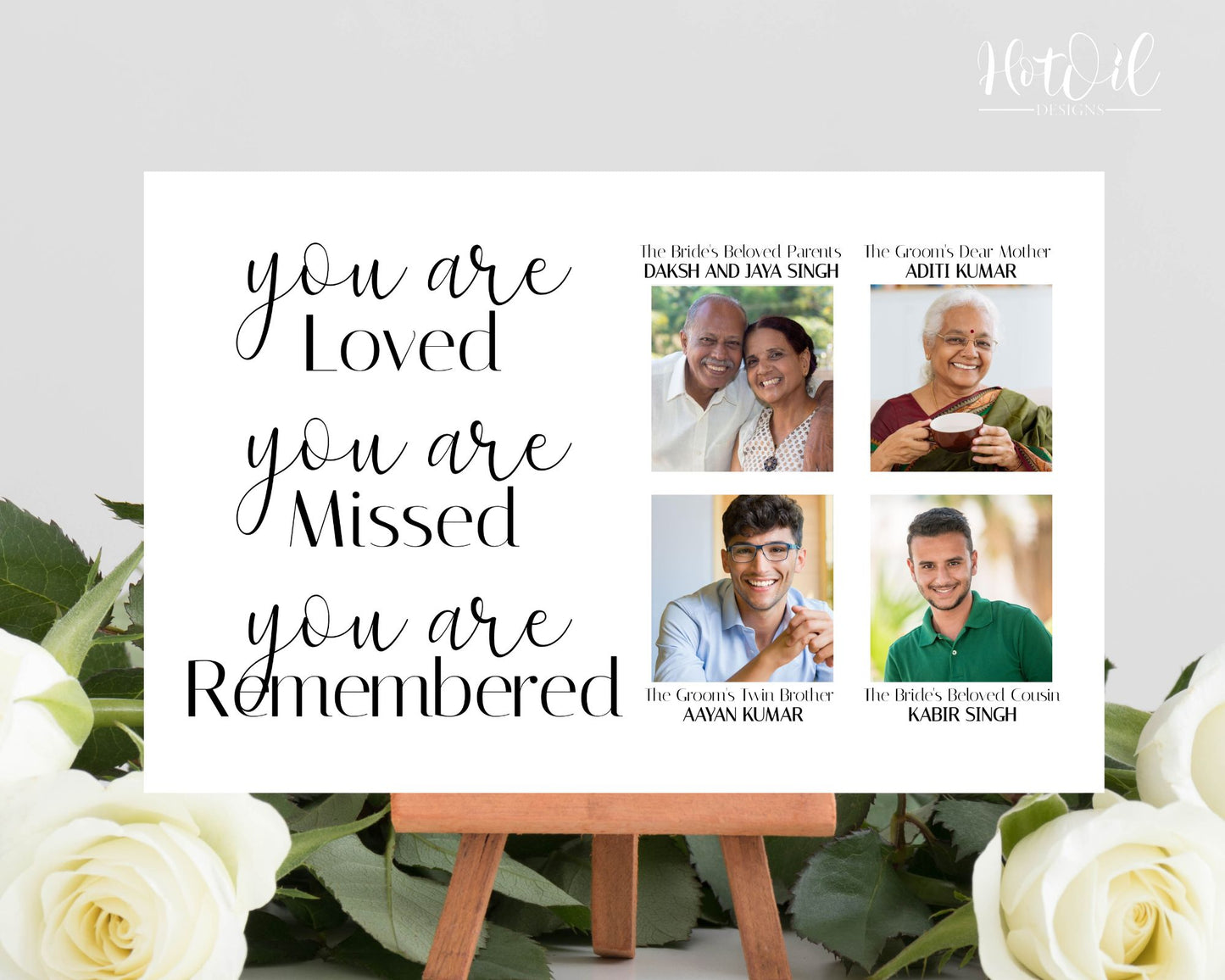 In Memory of Sign - Five Editable Templates Included, Size 17"x11"