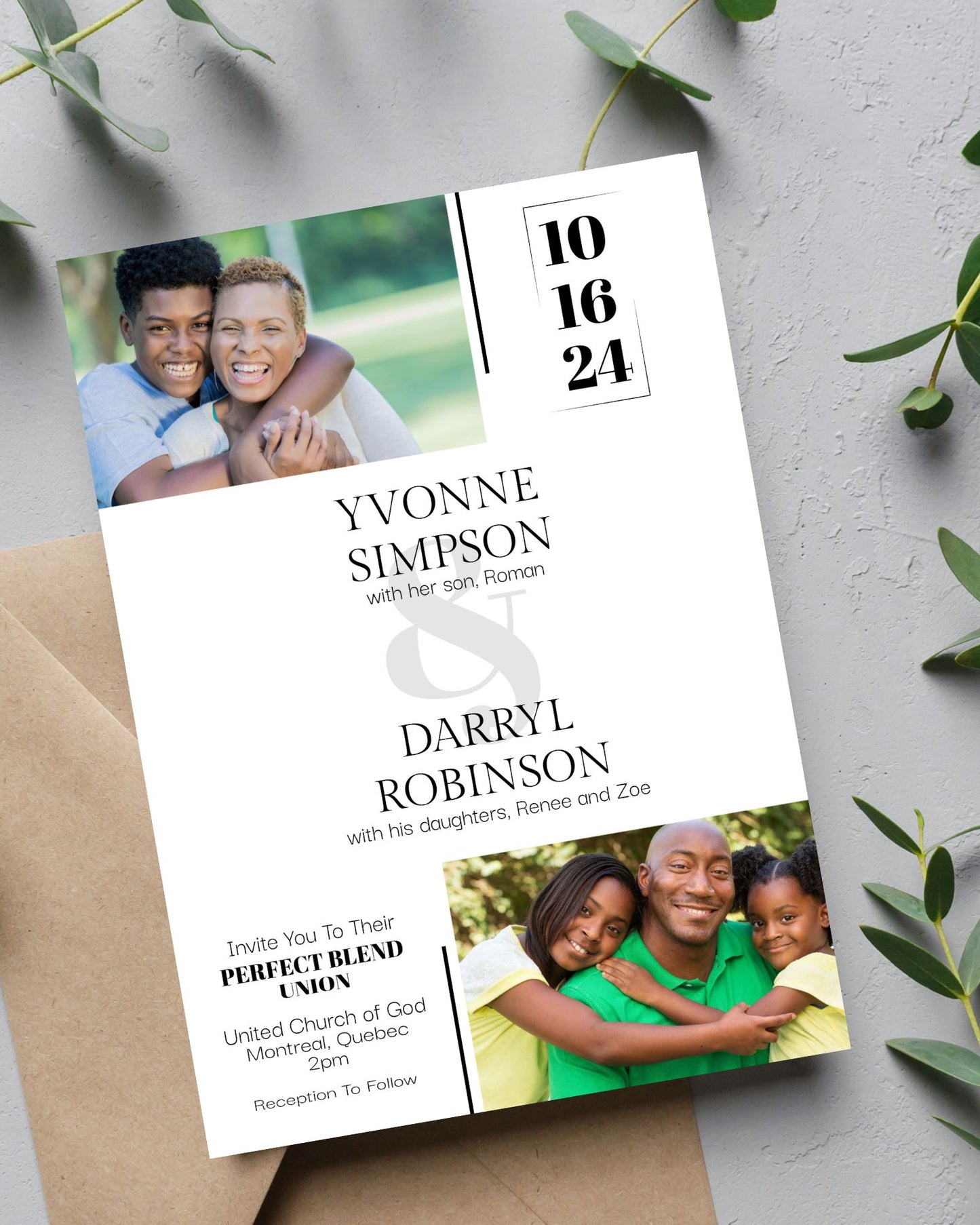 Blended Family Wedding Invitation, Wedding Invitation, Modern Wedding - Size 5x7, Editable Templates