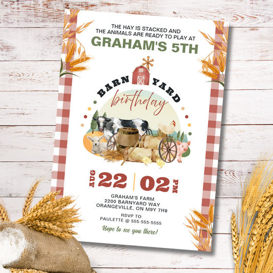 Farm Theme Birthday Invitation