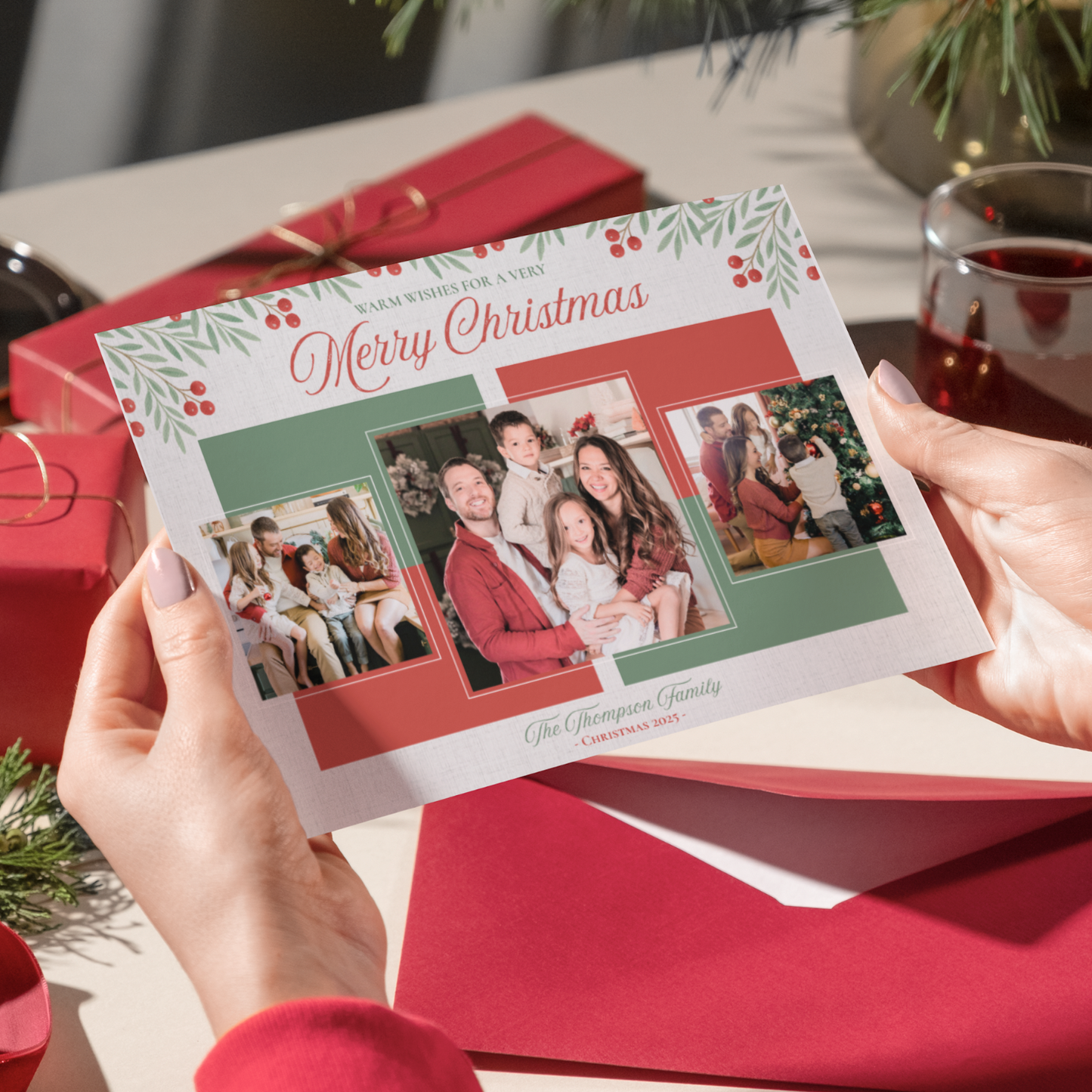 Warm Wishes Christmas Card Template