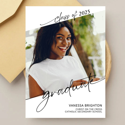 Minimalist Graduation Photo Party Invitation