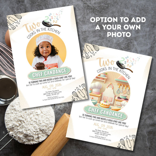 Two Cooks In The Kitchen Second Birthday Invitation