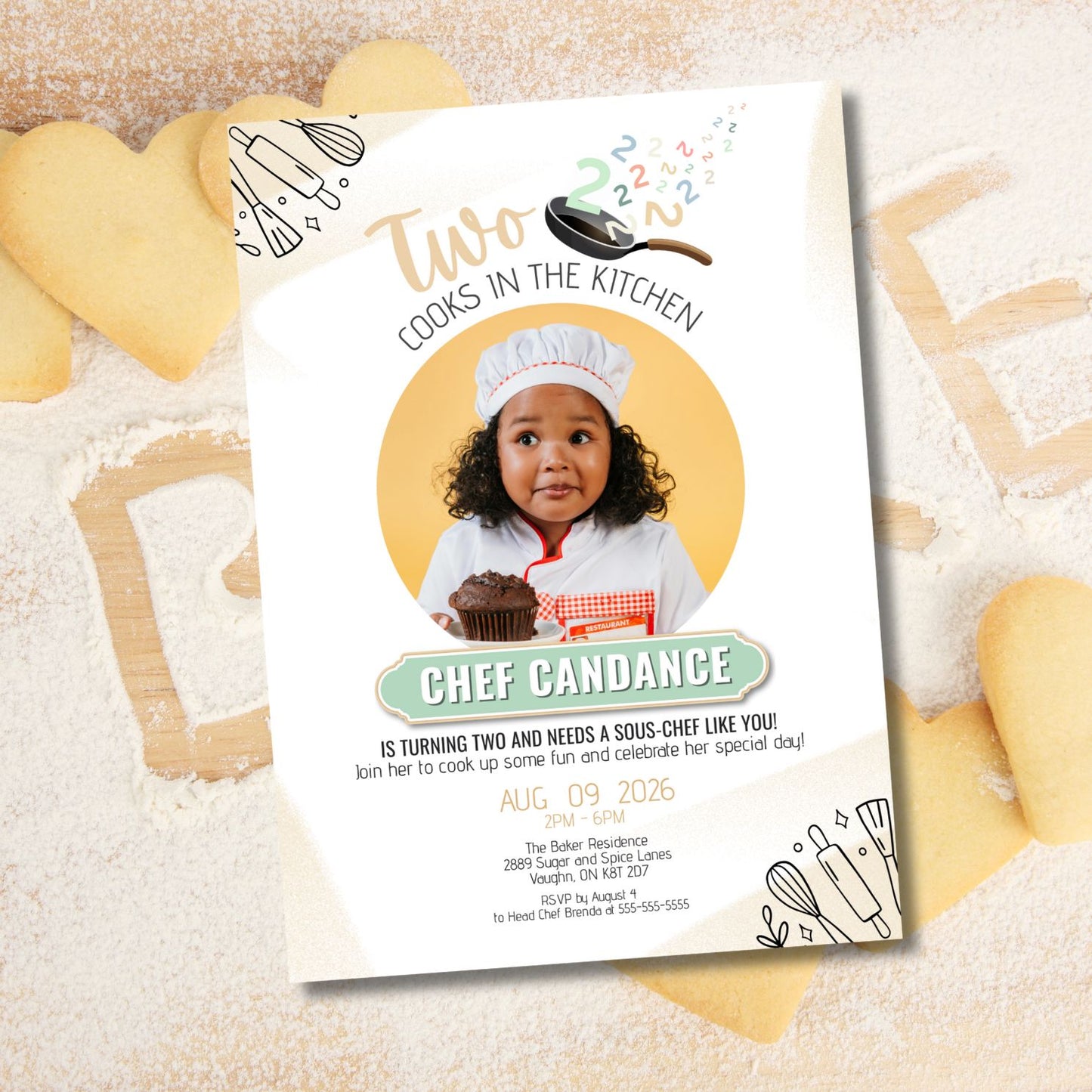Two Cooks In The Kitchen Second Birthday Invitation