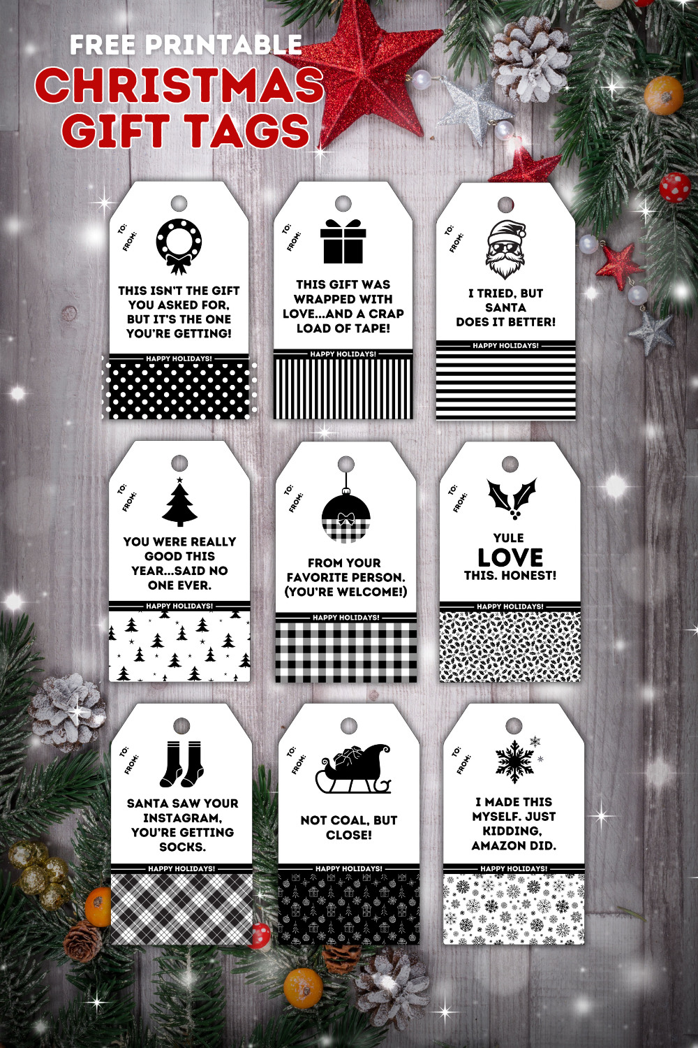 9 FREE Fun and Cheeky Christmas Gift Tags