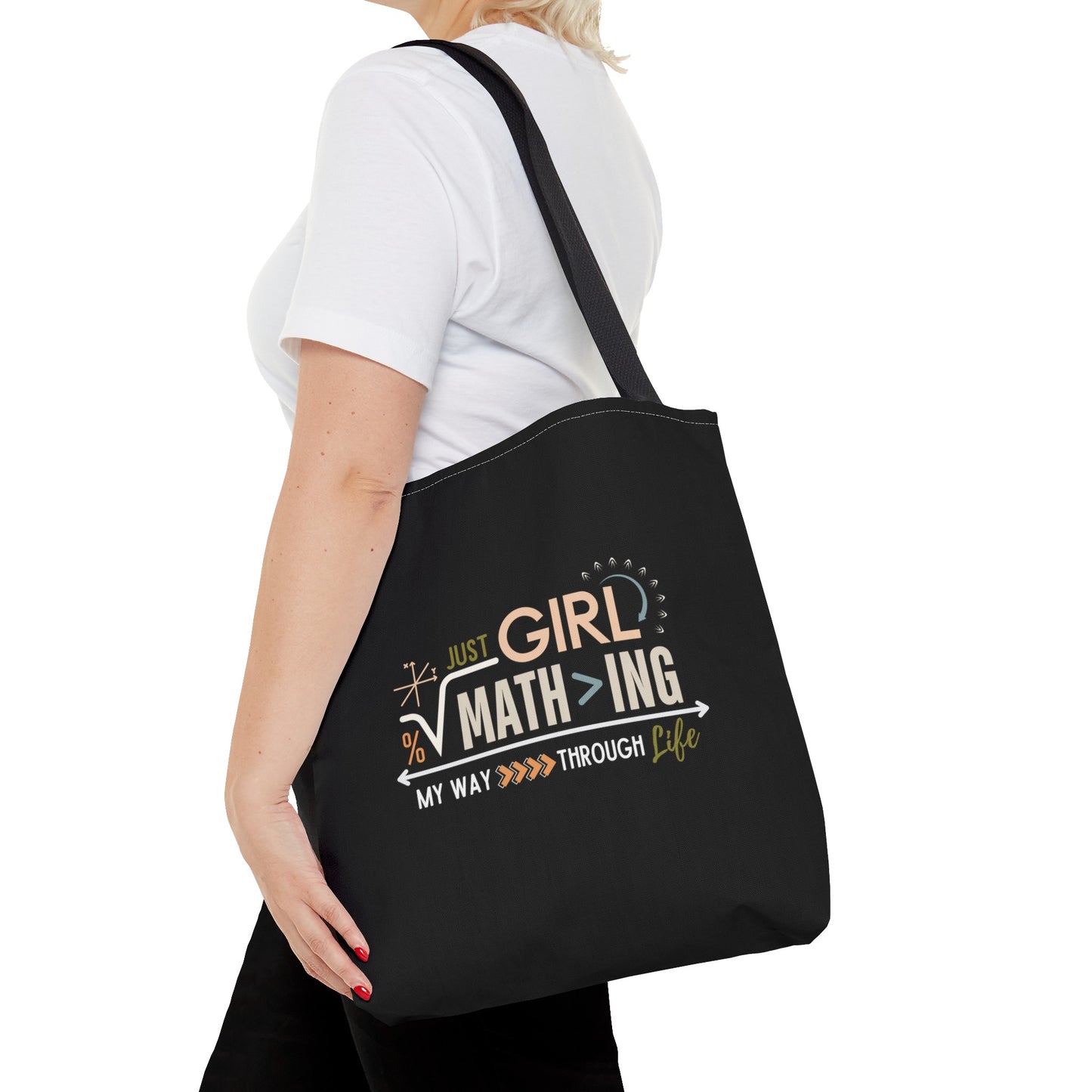 Girl Math-ing My Way Through Life Black Tote Bag