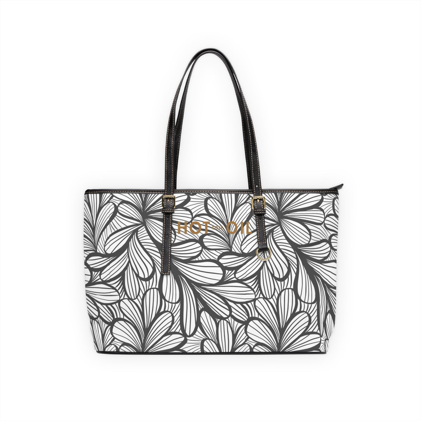 Flower Abstract Hot Oil Tote PU Leather Shoulder Bag