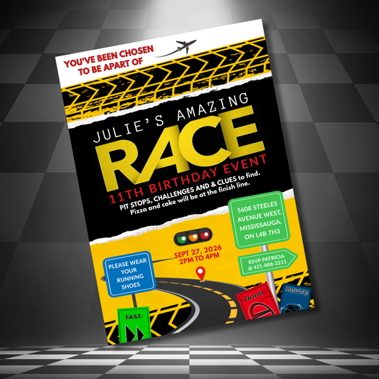 Amazing Race Birthday Invitation