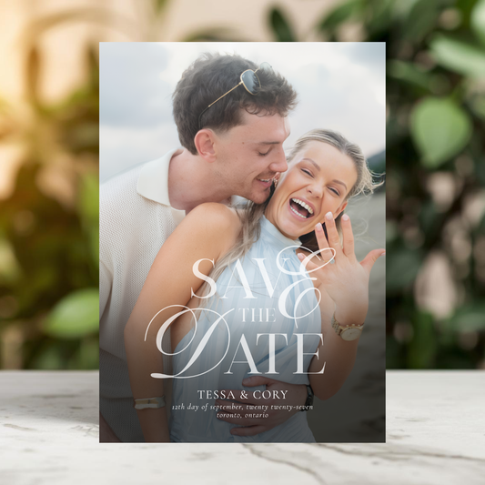 Elegant Mixed Script Modern Photo Wedding Save The Date Template