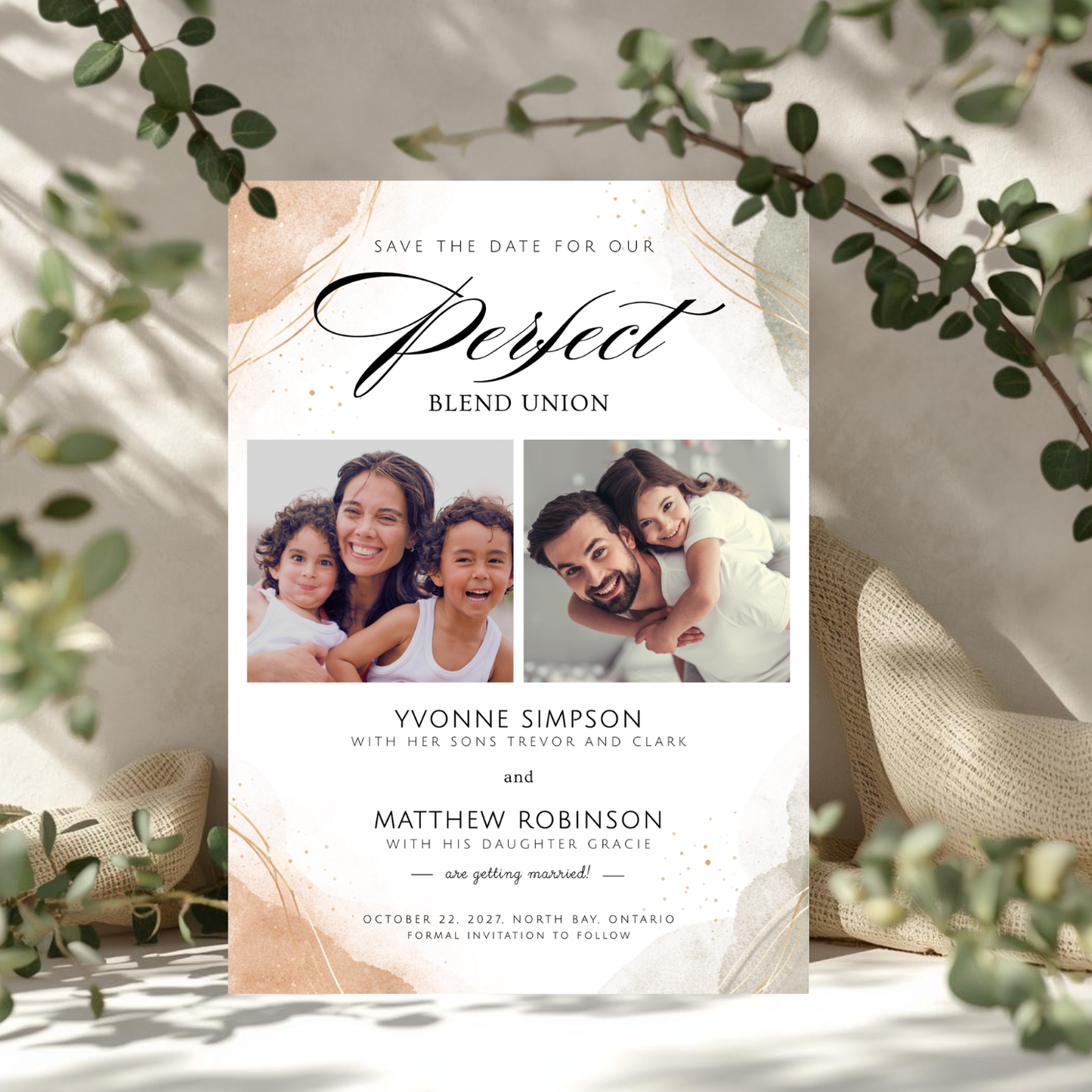 Perfect Blend Union Modern Wedding Save The Date Card