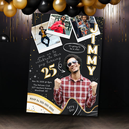 Urban Birthday Vibes Photo Birthday Invite