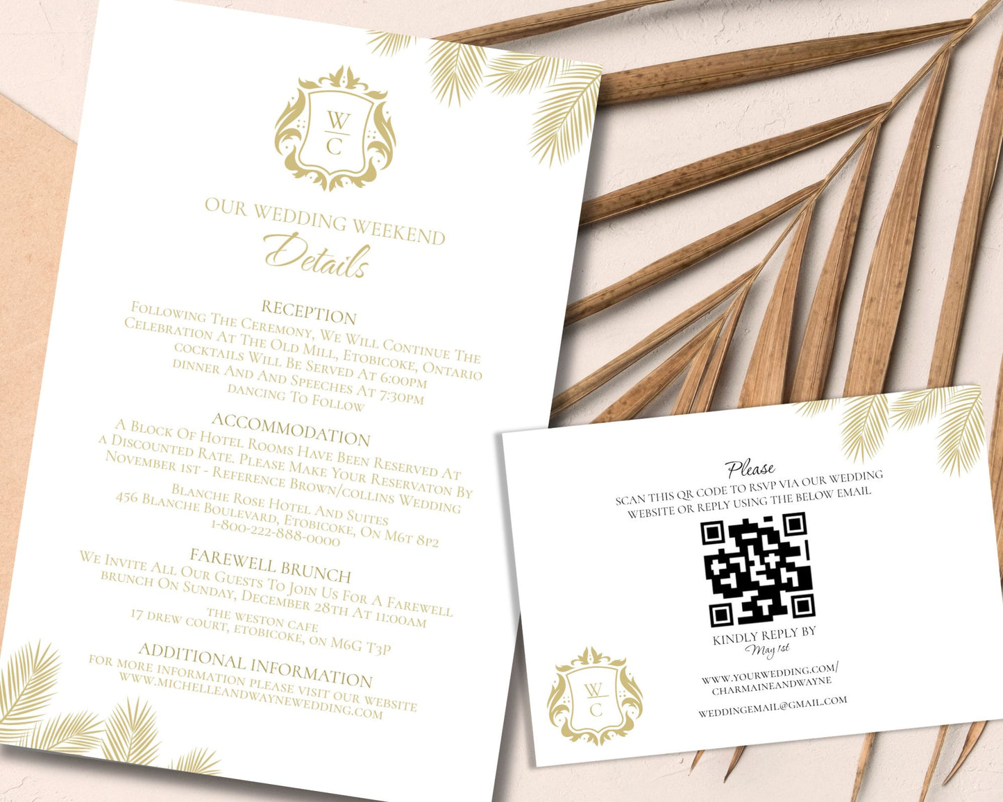 Elegant Monogram Wedding Invitation Set, Wedding Invitation, Anniversary Invitation Set - Editable Template