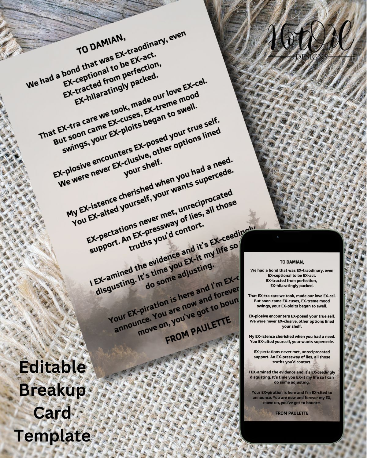 Breakup Card Template, An EX Story Card, Relationship Card