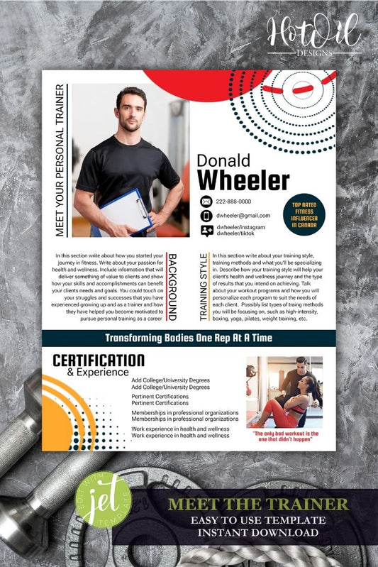 Meet The Trainer/Coach, Meet The Teacher Template,  Yoga Trainer Bio, Editable Template