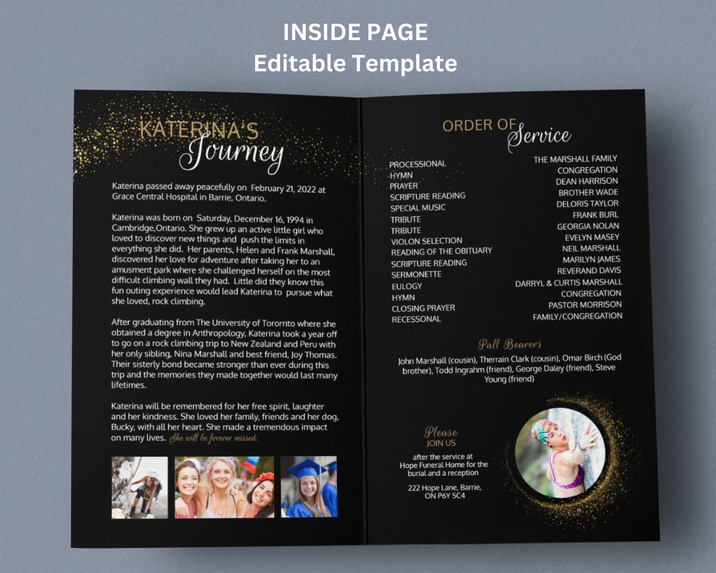 Sunrise and Moonset Funeral Program, Memorial Program - Editable Template