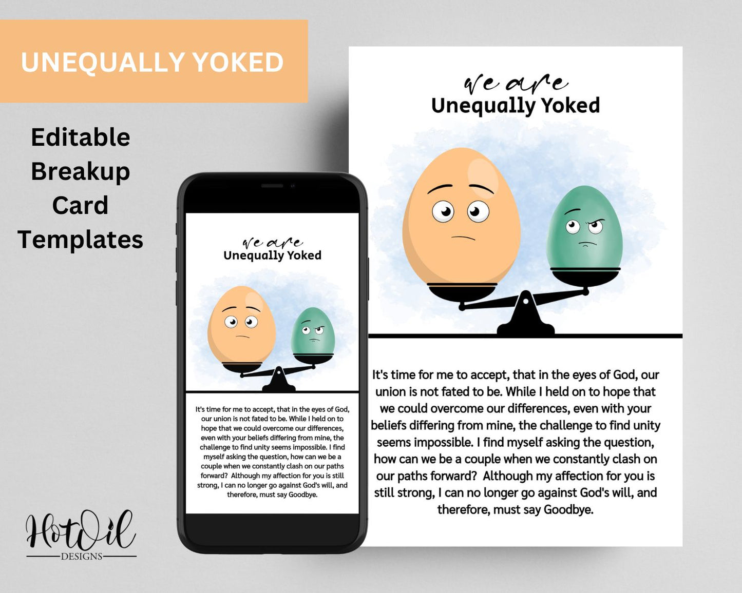 Unequally Yoked Breakup Card Template, Relationship Cards