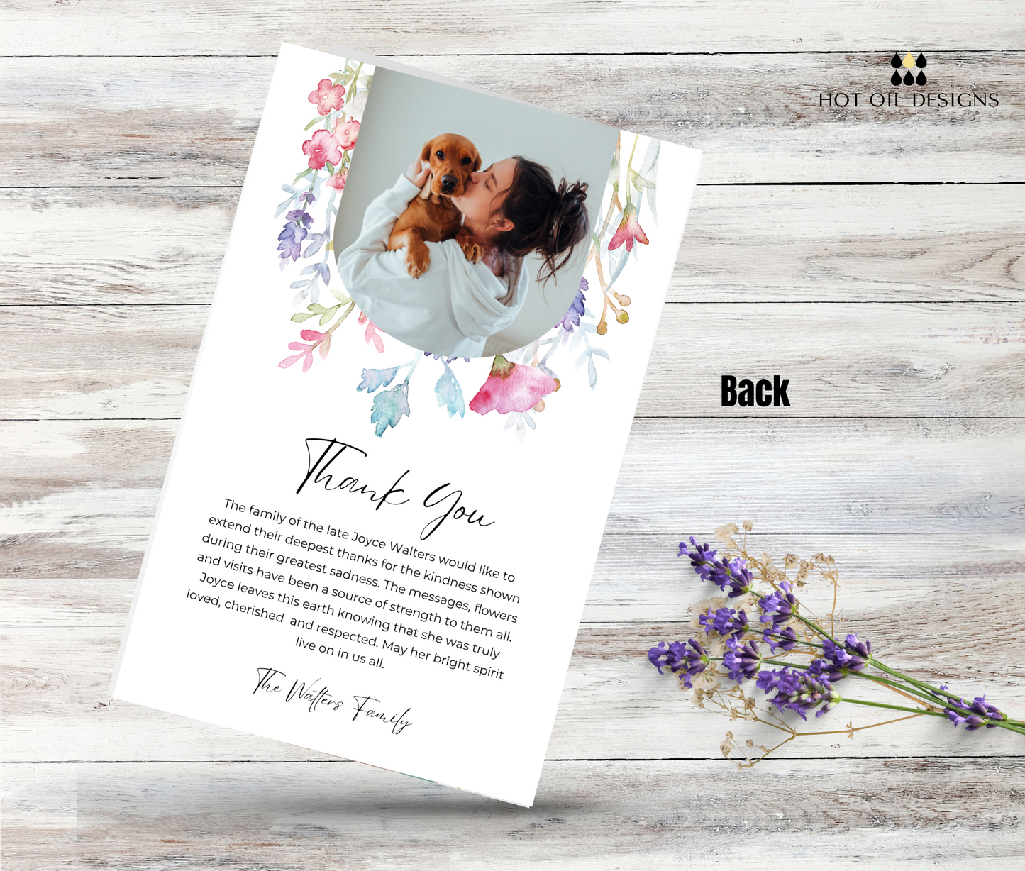 Wild Flowers Bi-Fold, Double-Sided Funeral Program and Death Announcement Card