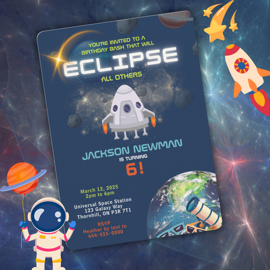 Space Eclipse Birthday Invitation