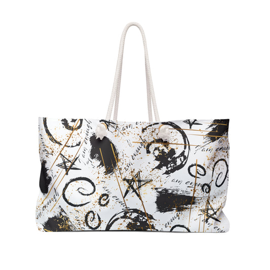 I Am Enough Black and Gold Abstraction Weekender Bag