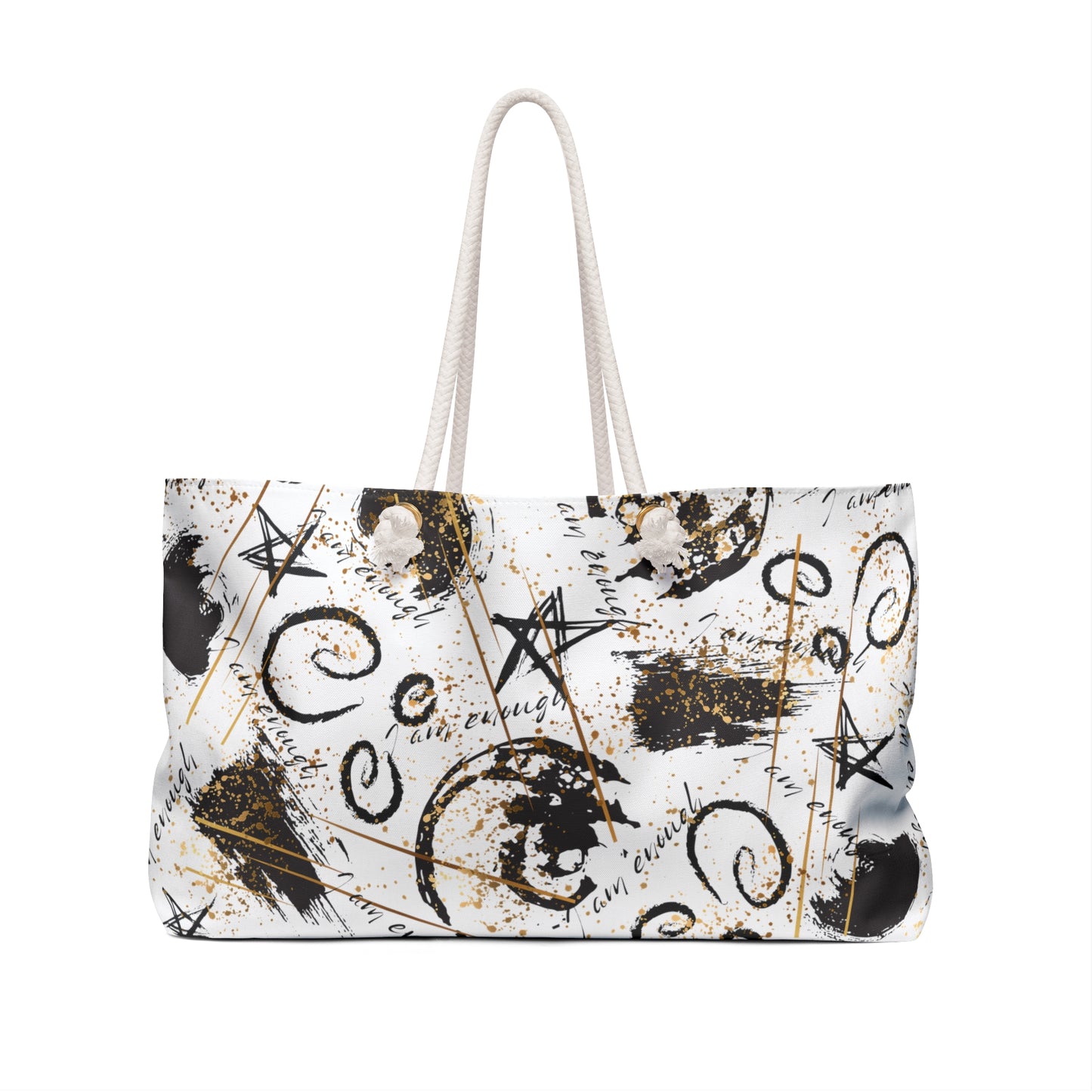 I Am Enough Black and Gold Abstraction Weekender Bag