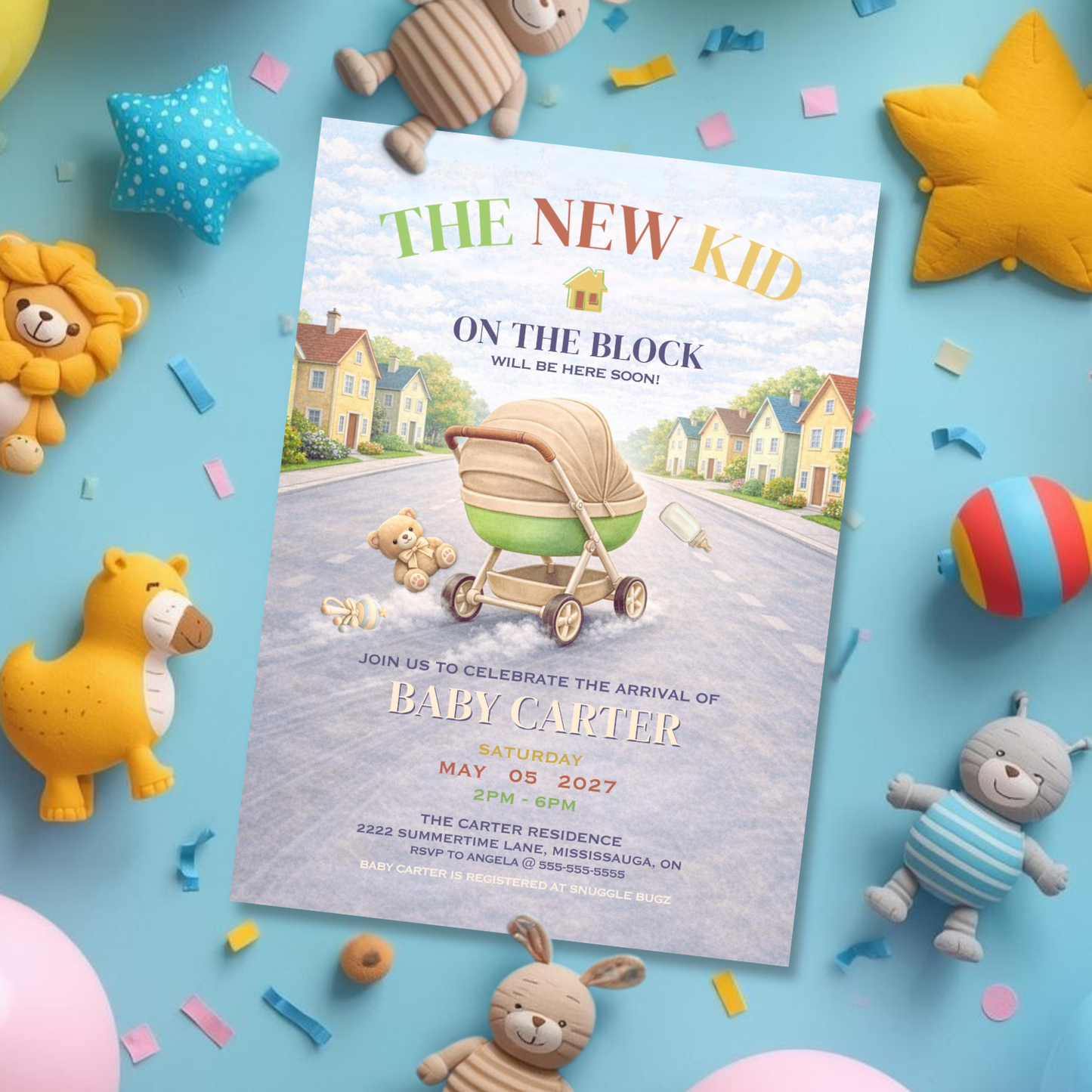 New Kid On The Block Baby Shower Invitation | Editable Baby Shower Invitation