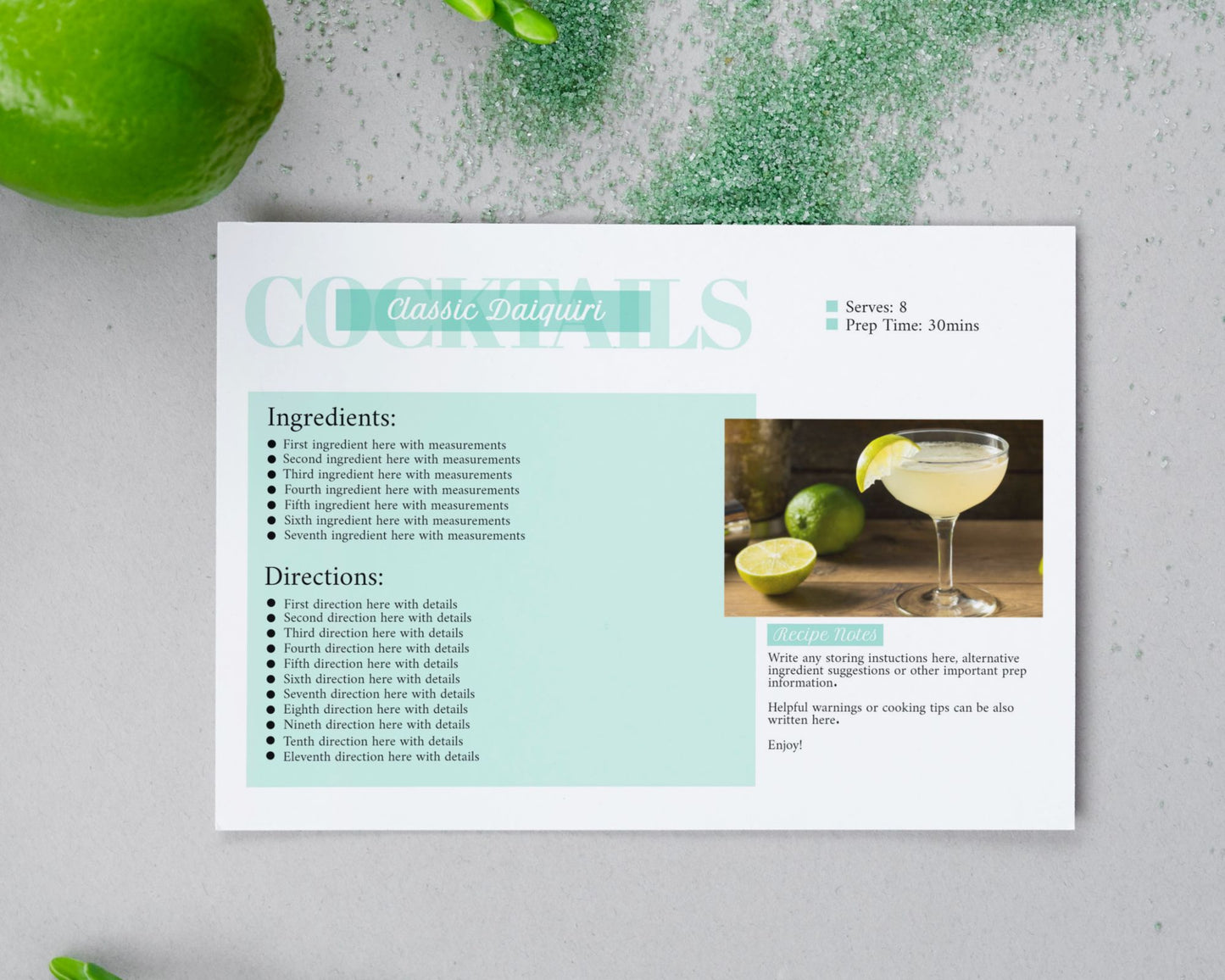 Recipe Cards, Editable Instruction Cards - Editable Template