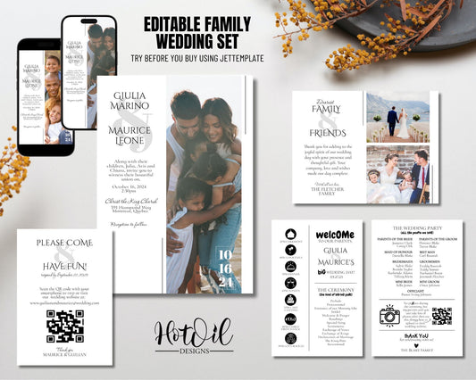 Wedding Invitation, Family Wedding Invitation - Editable Templates