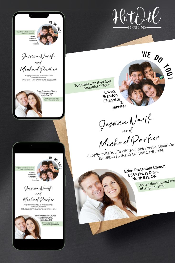 We Do Too Family Invitation, Wedding Invitation, Blended Family Invitation