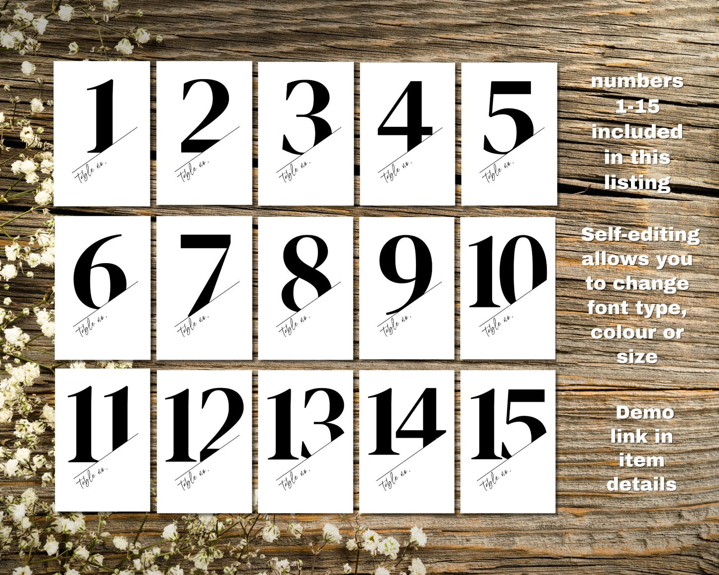 Printable Table Numbers, Table Numbers - Size 4"x6"