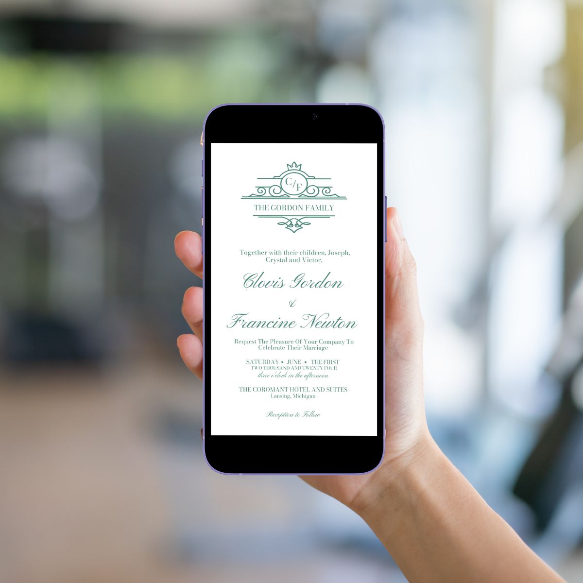 Family Crest Wedding Invitation Template, Family Wedding, Editable Template