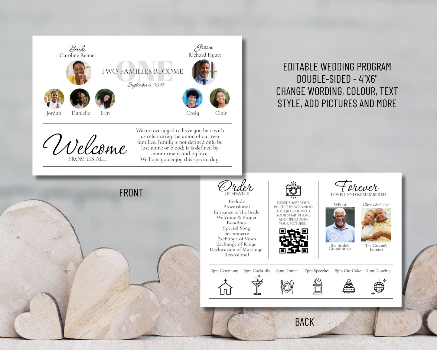 Blended Family Wedding Invitation, Wedding Invitation, Modern Wedding - Size 5x7, Editable Templates