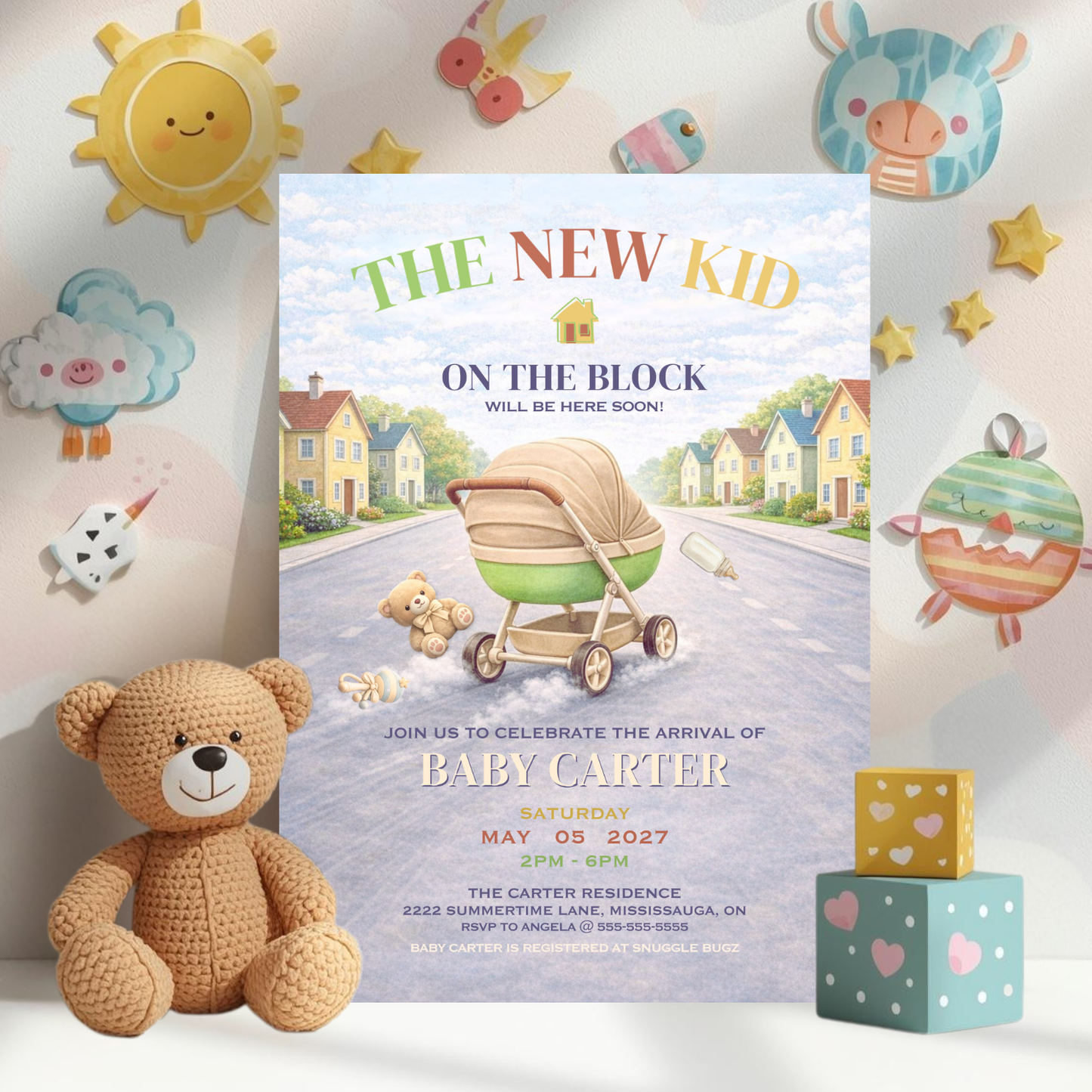 New Kid On The Block Baby Shower Invitation | Editable Baby Shower Invitation