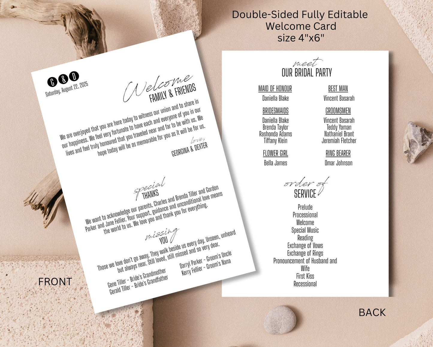 Contemporary Wedding Invitation Set, Modern Wedding Set, Photo Wedding Suite - 5 Editable Templates