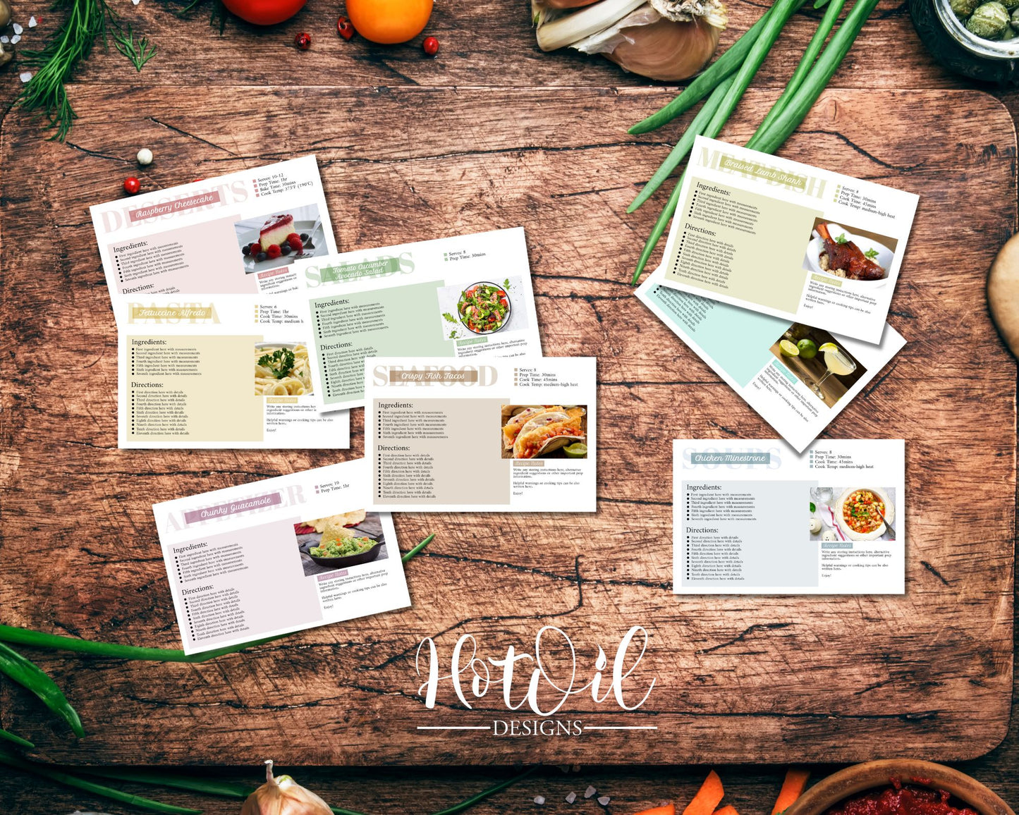 Recipe Cards, Editable Instruction Cards - Editable Template