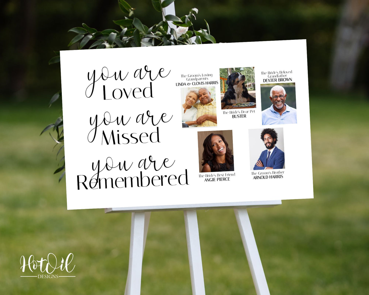 In Memory of Sign - Five Editable Templates Included, Size 17"x11"