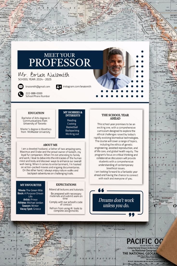 Meet The Professor, Meet The Teacher Template,  Back To School Editable Template