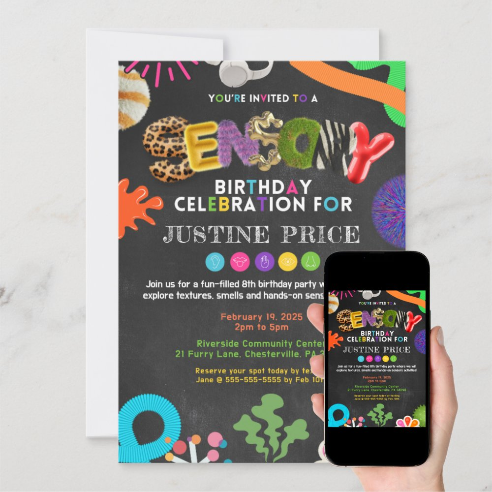 Sensory Birthday Celebration Invitation