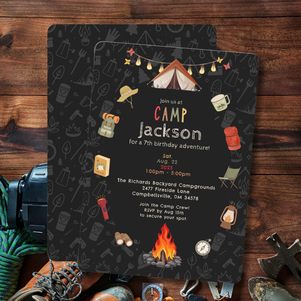 Kid's Camping Birthday Invitation