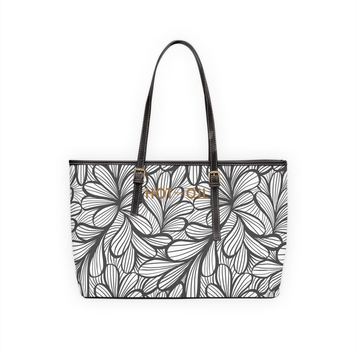 Flower Abstract Hot Oil Tote PU Leather Shoulder Bag