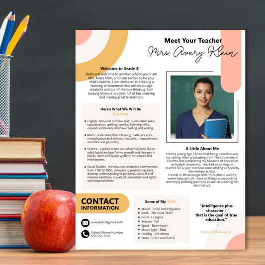 Contemporary Meet The Teacher Template, Meet The Professor Template, Back To School Editable Template