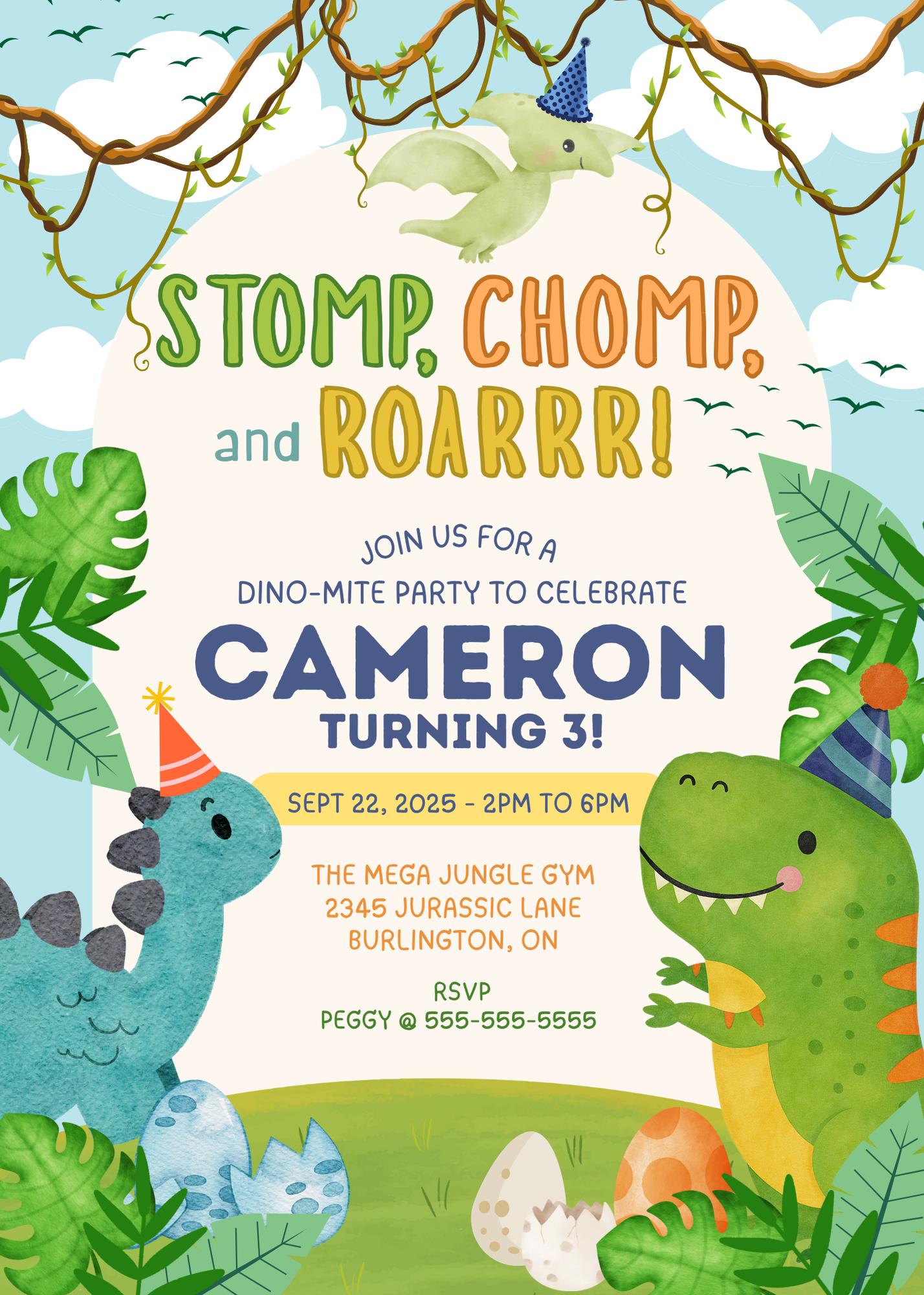 Dino-Mite Birthday Invitation