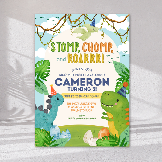 Dino-Mite Birthday Invitation