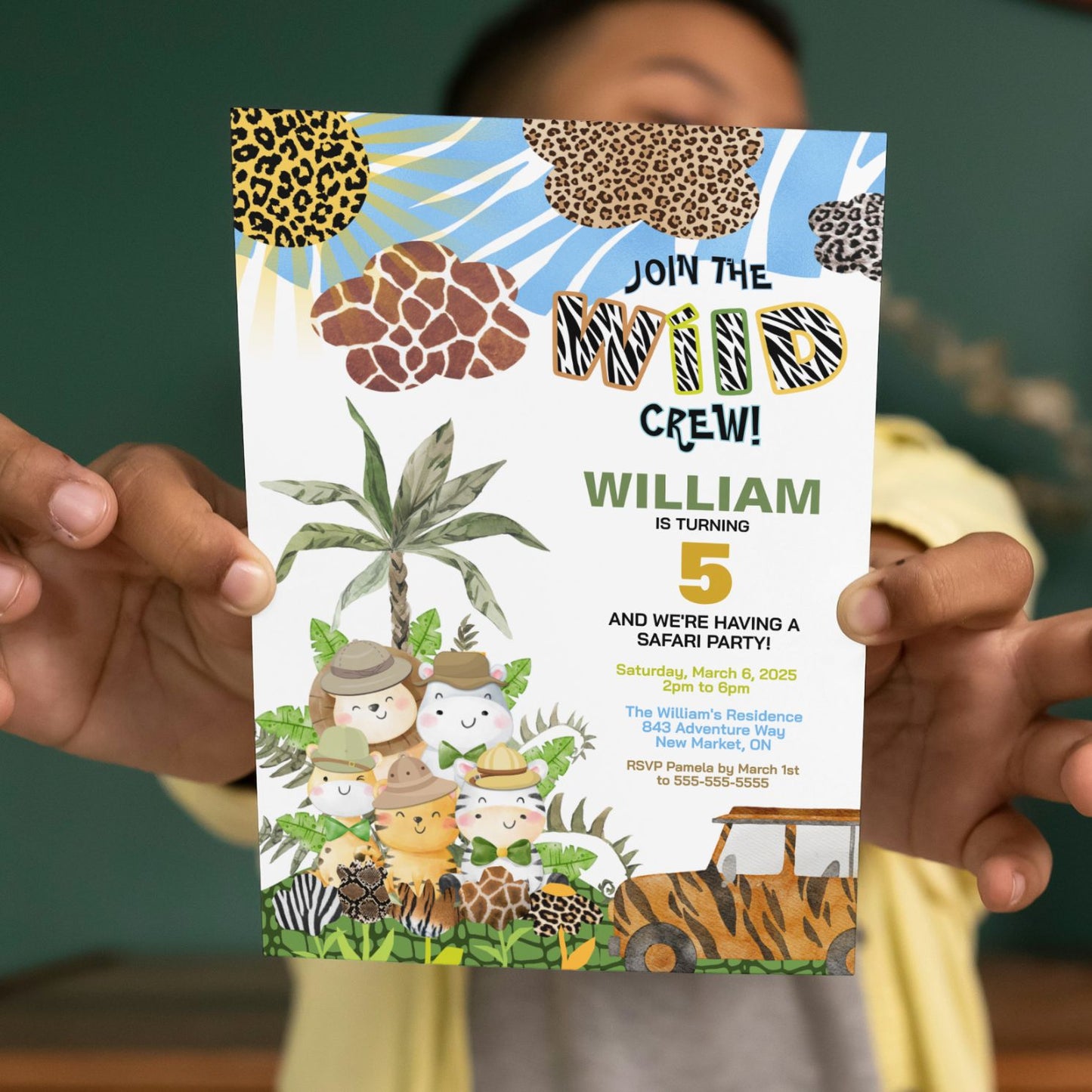 Wild Crew Safari Birthday Invitation