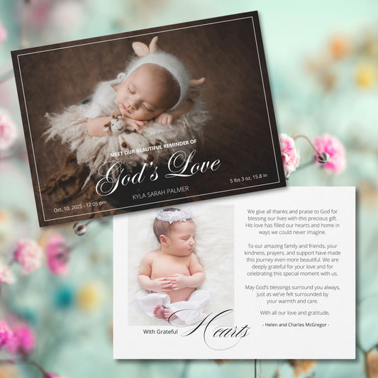 God's Love Birth Announcement Card, Religious Birth Announcements