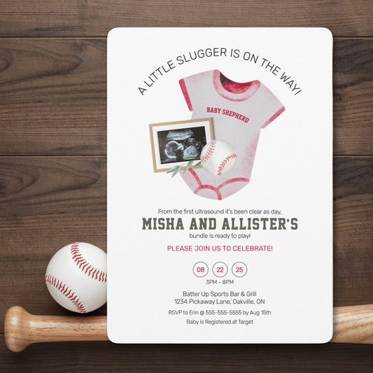 Little Slugger Baseball Baby Shower Invitation