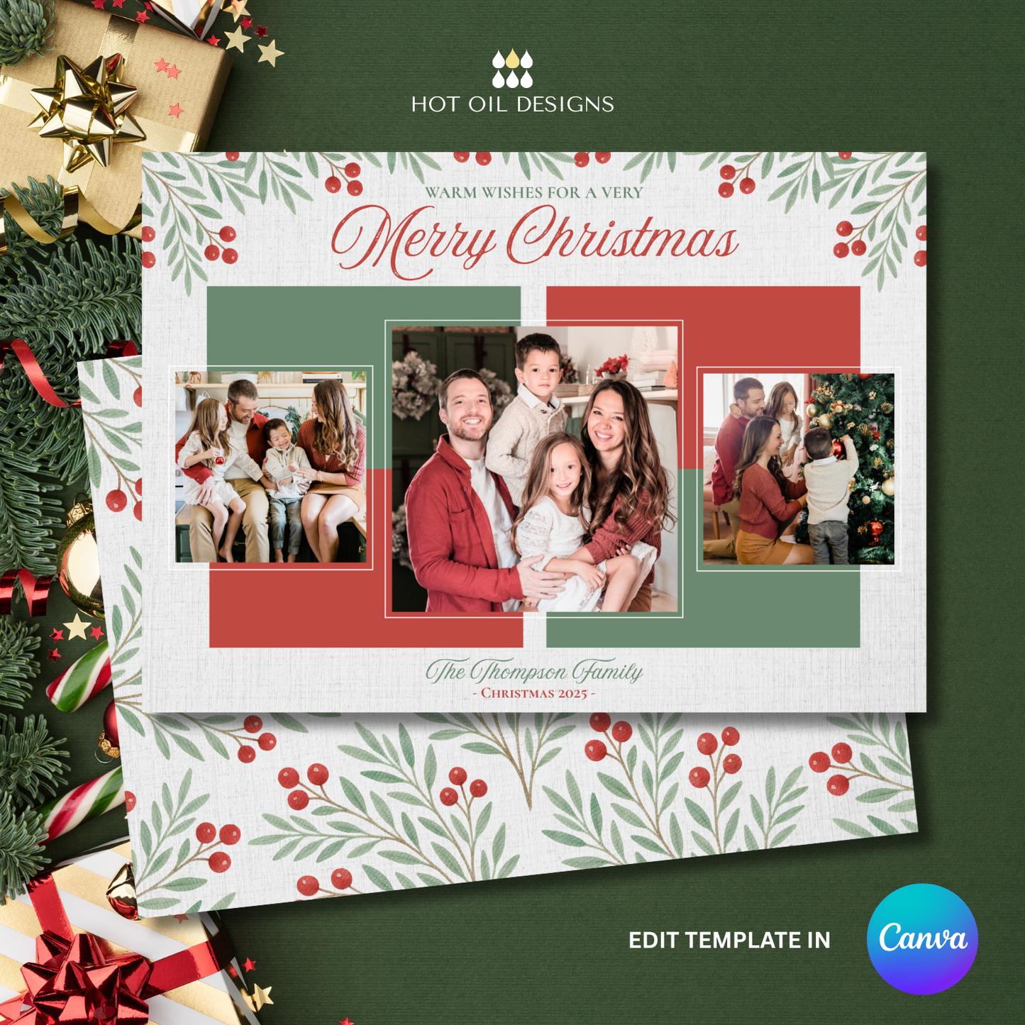 Warm Wishes Christmas Card Template
