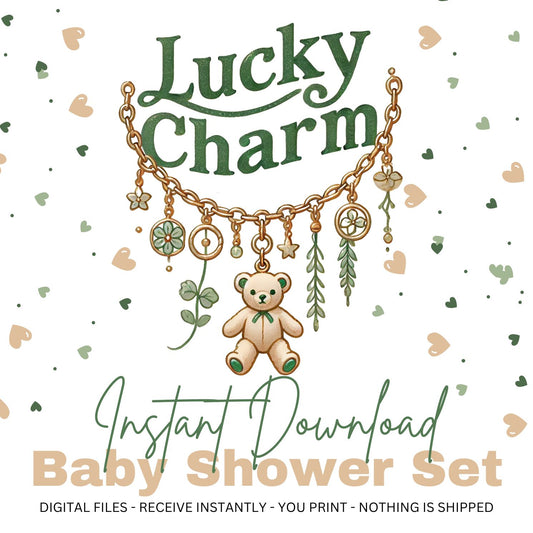 Lucky Charm Bracelet Baby Shower Printable Bundle – Instant Download