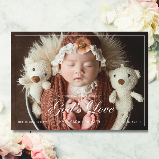 God's Love Birth Announcement Card, Religious Birth Announcements