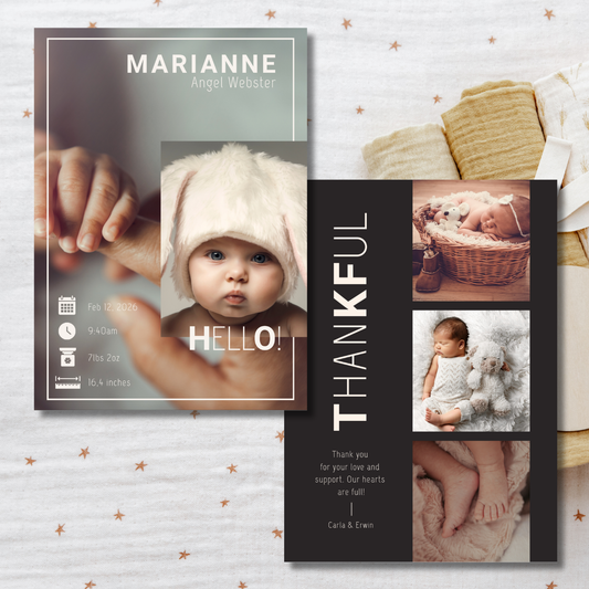 Modern Photo Birth Announcement Card